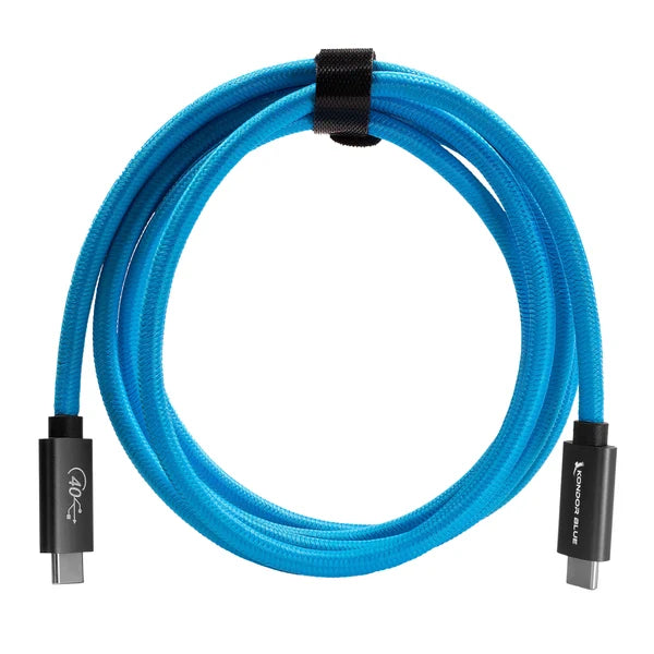 Kondor Blue Thunderbolt 4 USB 4.0 Type C Cable Blazing 40G Speeds 5A 100W Straight