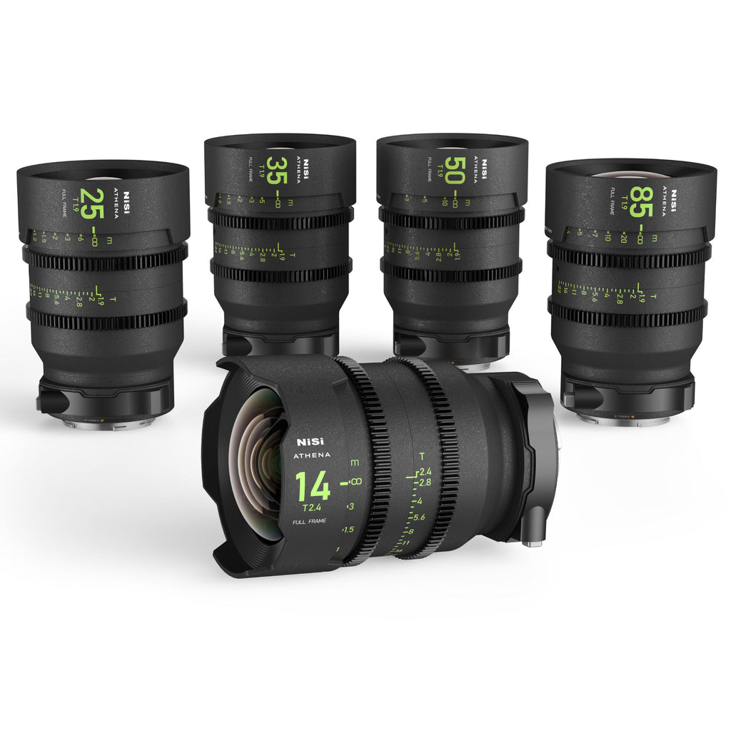 NiSi Athena Prime FF Cine Lens Cinema Lens Kit - E Mount, Drop-In Filter [14/25/35/50/85]