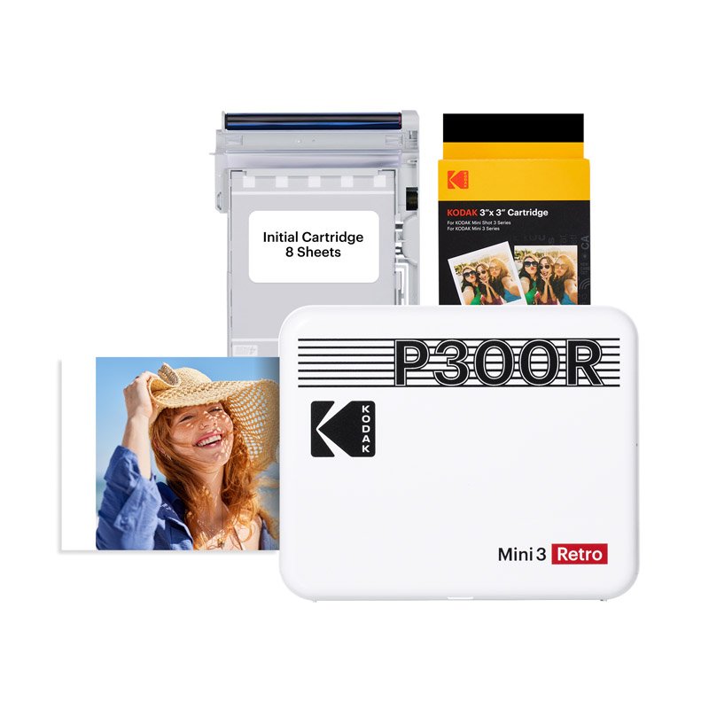 Kodak Instant Printer Mini 3 Retro Cartridge Bundle - White