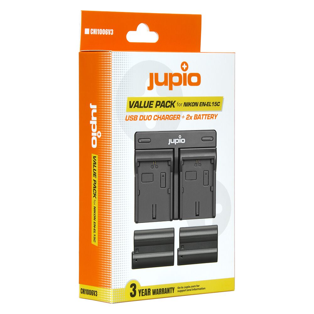 Jupio Value Pack - USB Dual Charger + 2x EN-EL15C V3 Batteries