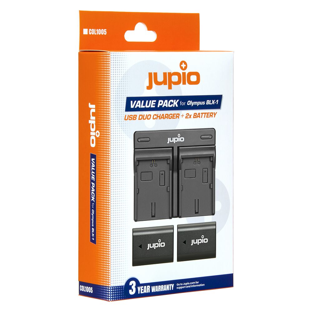 Jupio Olympus Value Pack: 2 x BLX-1 Batteries & Dual Charger