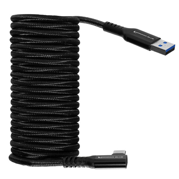 Kondor Blue USB A To USB C Right Angle High Speed Data And Power Cable 3A 60W 5G