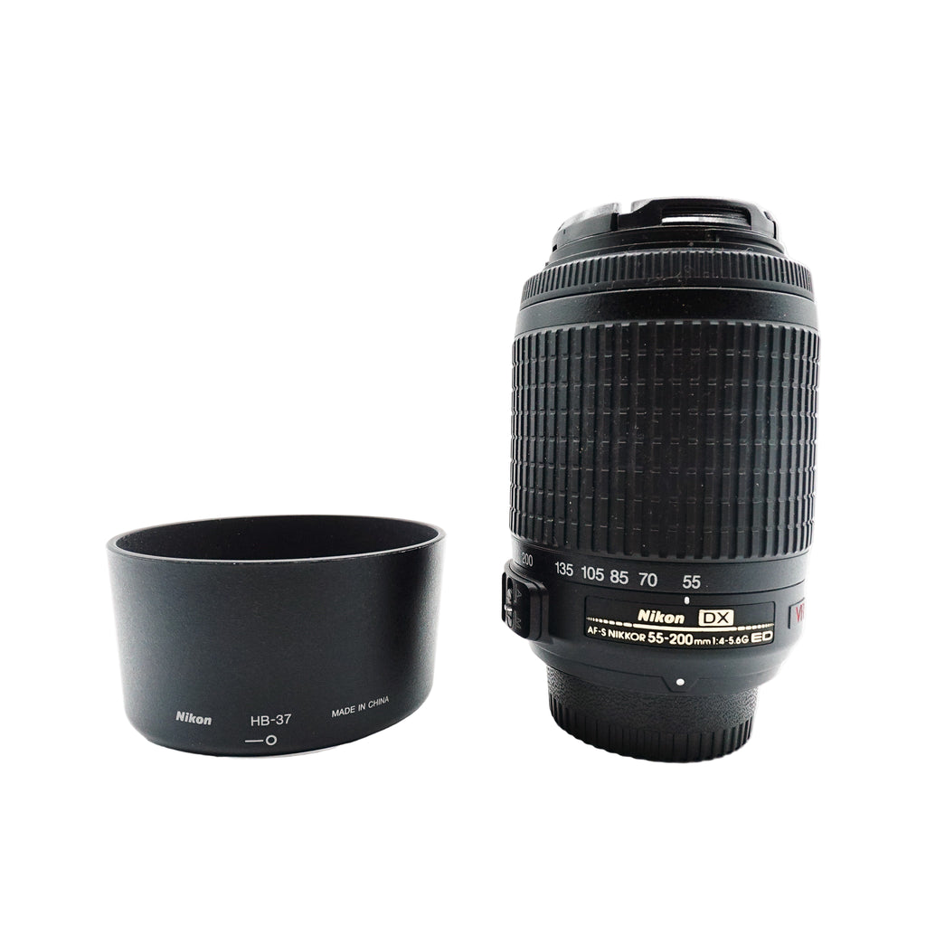 Pre Owned Nikon AF-S 55-200mm f4-5.6G ED VR Lens W/ Hood, Caps SN: 1391551