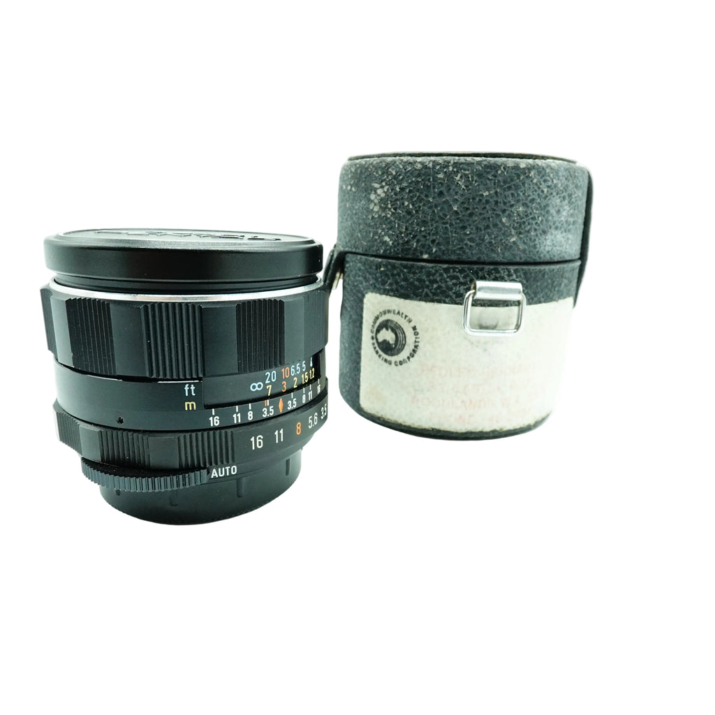 Pre Owned Pentax 28mm f3.5 Takumar W/ Hood, Caps, Pouch SN: 7235841