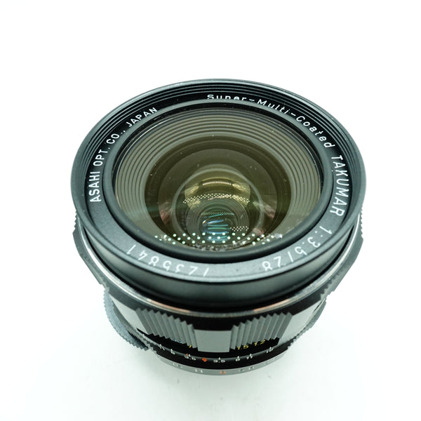 Pre Owned Pentax 28mm f3.5 Takumar W/ Hood, Caps, Pouch SN: 7235841