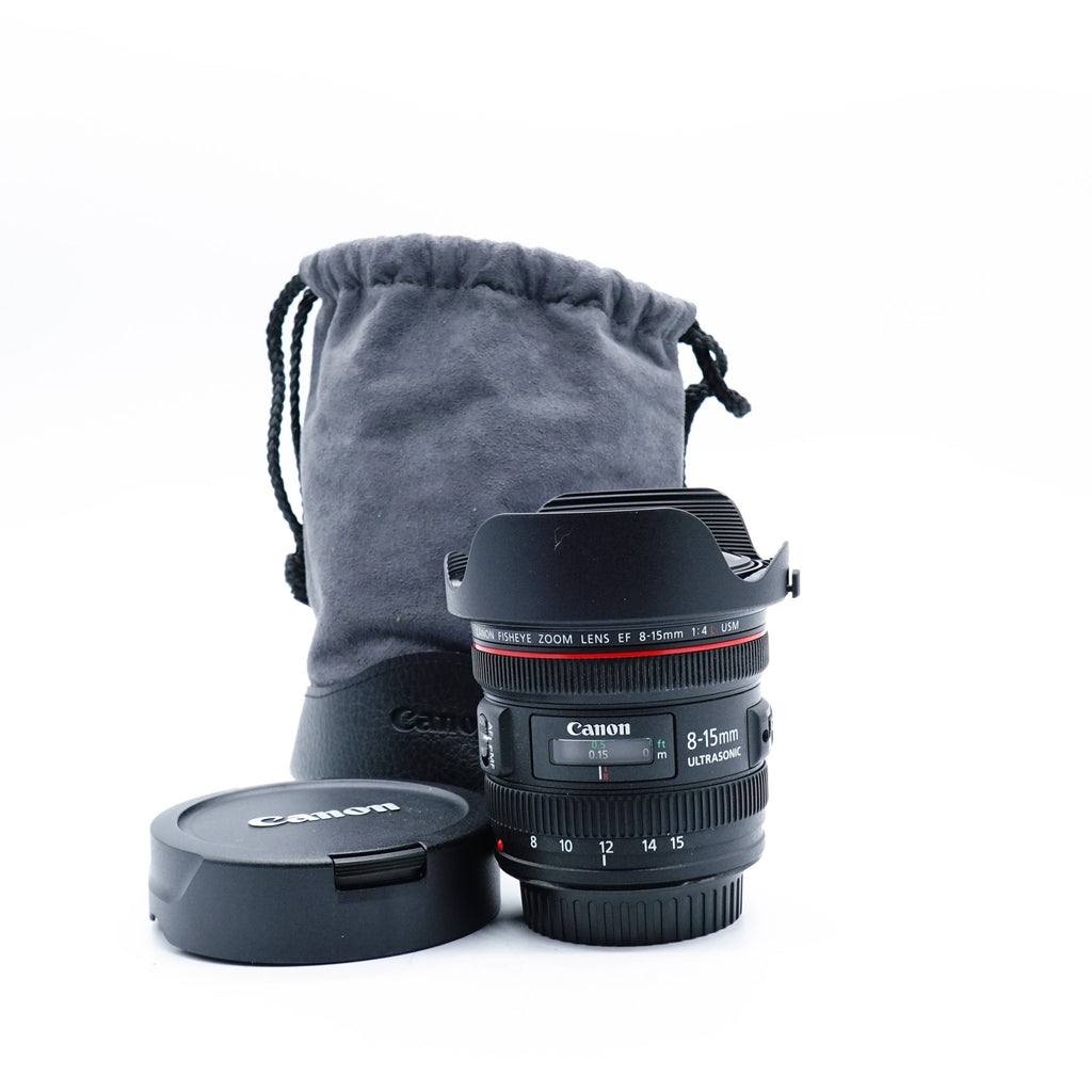 Pre Owned Canon EF 8-15 f4L USM Fisheye W/ Hood, Caps, Pouch SN: 8100003853