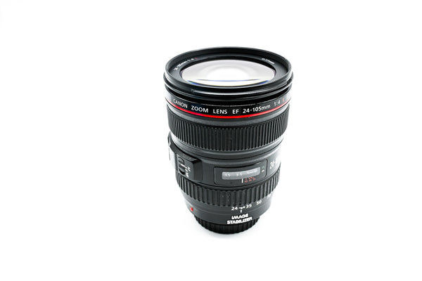 Pre Owned Canon EF 24-105mm f4 L IS W/ Hood, Rear Cap SN: 818519