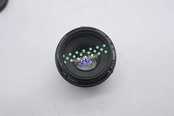 Pre Owned Canon EF 50mm f/1.8 II Lens W/ F&R Caps, Manual SN: 8291046219