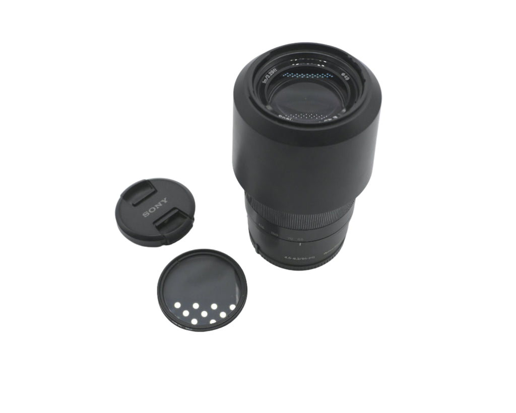 Pre Owned Sony E 55-210mm f4.5-6.3 OSS Lens W/ Hood, Caps, CPL SN: 4606134
