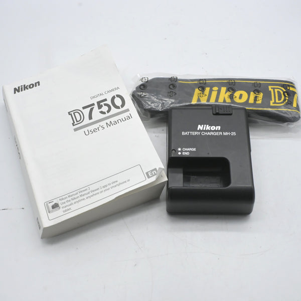Pre Owned Nikon D750 Digital SLR W/ Batt, Chrg, Strap, Man SN: 8701456