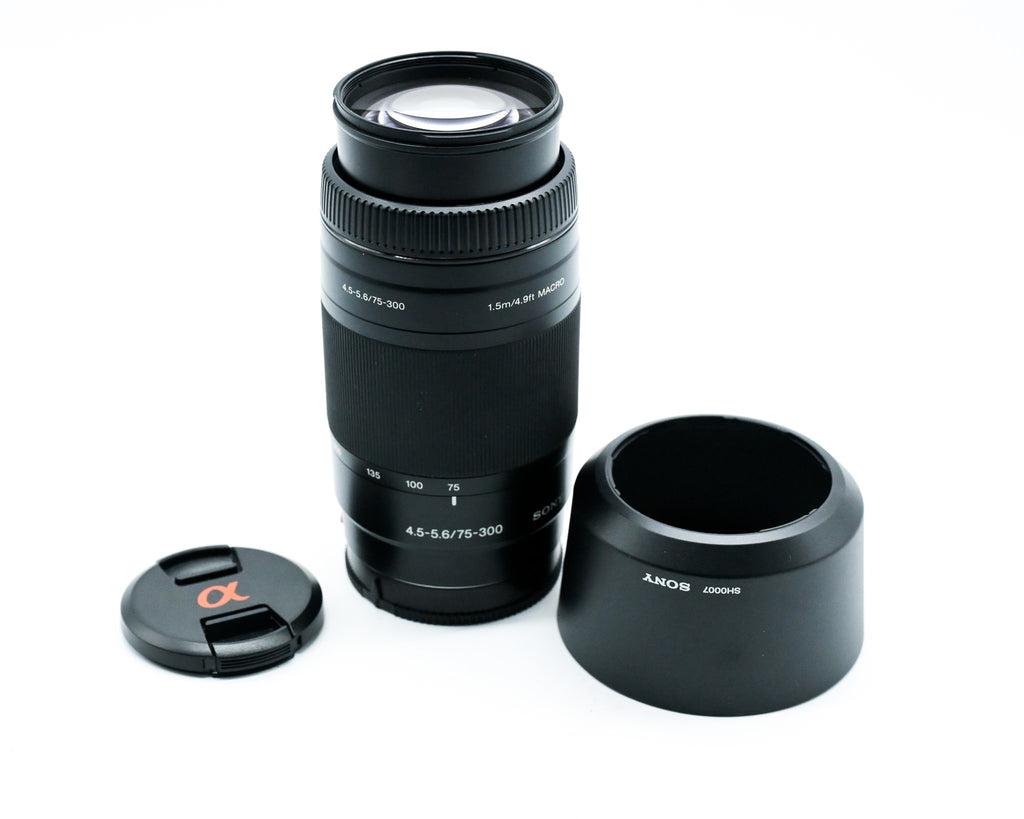 Pre Owned Sony A 75-300mm f4.5-5.6 Lens W/ Hood, Caps SN: 2271667