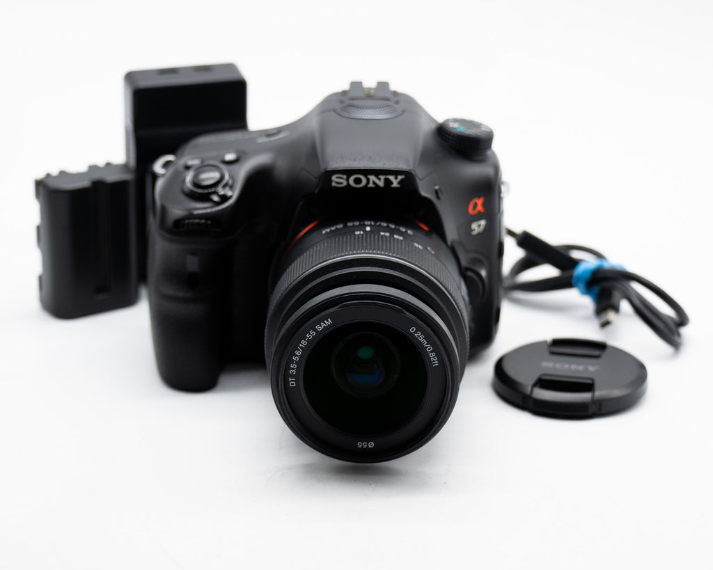 Pre Owned Sony A57 DSLR Body w/18-55 Lens, Batteries and Charger SN: 8076451