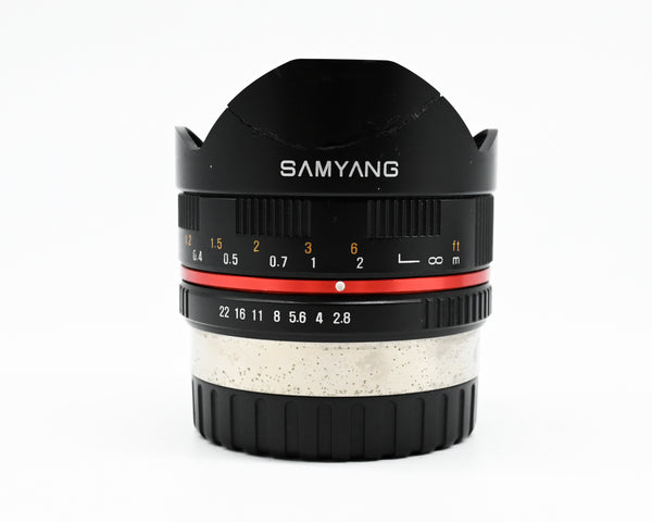 Samyang 8mm f/2.8 Wide Angle Lens w/Cap [Cracked Hood] 8112L0496 (Second Hand)