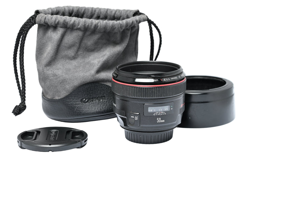 Pre-Owned Canon EF 50mm f/1.2L USM Lens, with Caps, Hood, Pouch S: 1728216 Second Hand