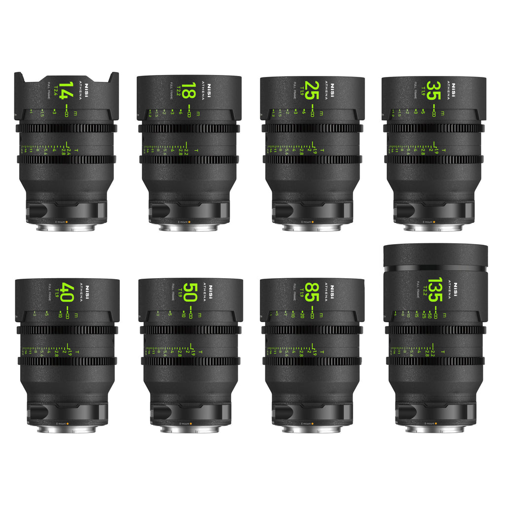 NiSi Athena Prime FF Cine Lens Master Kit - E Mount, Drop-In Filter [14/18/25/35/40/50/85/135]