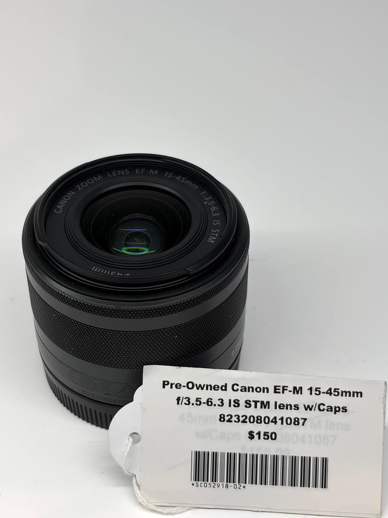 Pre-Owned Canon EF-M 15-45mm f/3.5-6.3 IS STM lens w/Caps 823208041087 (Second Hand)