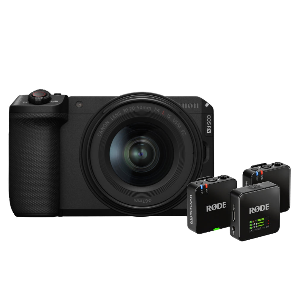 EOS R6 V + RF 20-50mm f/4L IS USM PZ + RØDE Wireless GO III Bundle