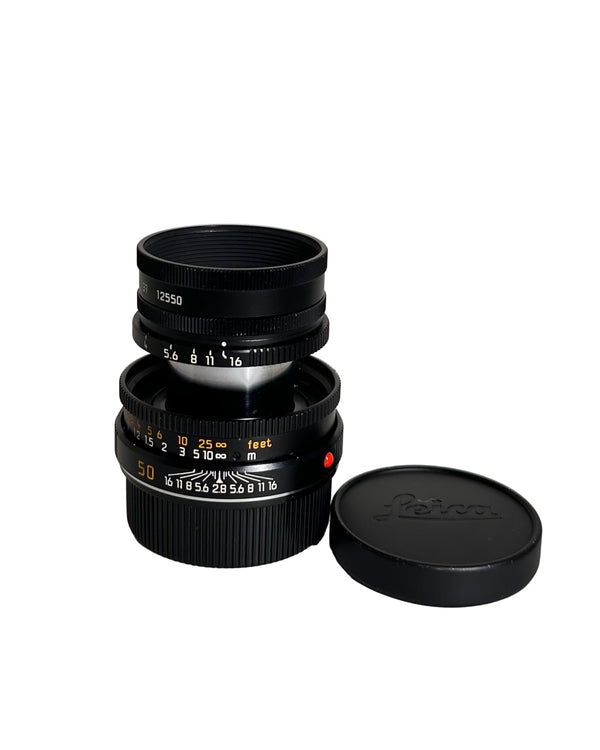 Leica M 50mm f/2.8 Elmar-M Black 11831 w/Hood & Caps 1996 3739626 (Second Hand)