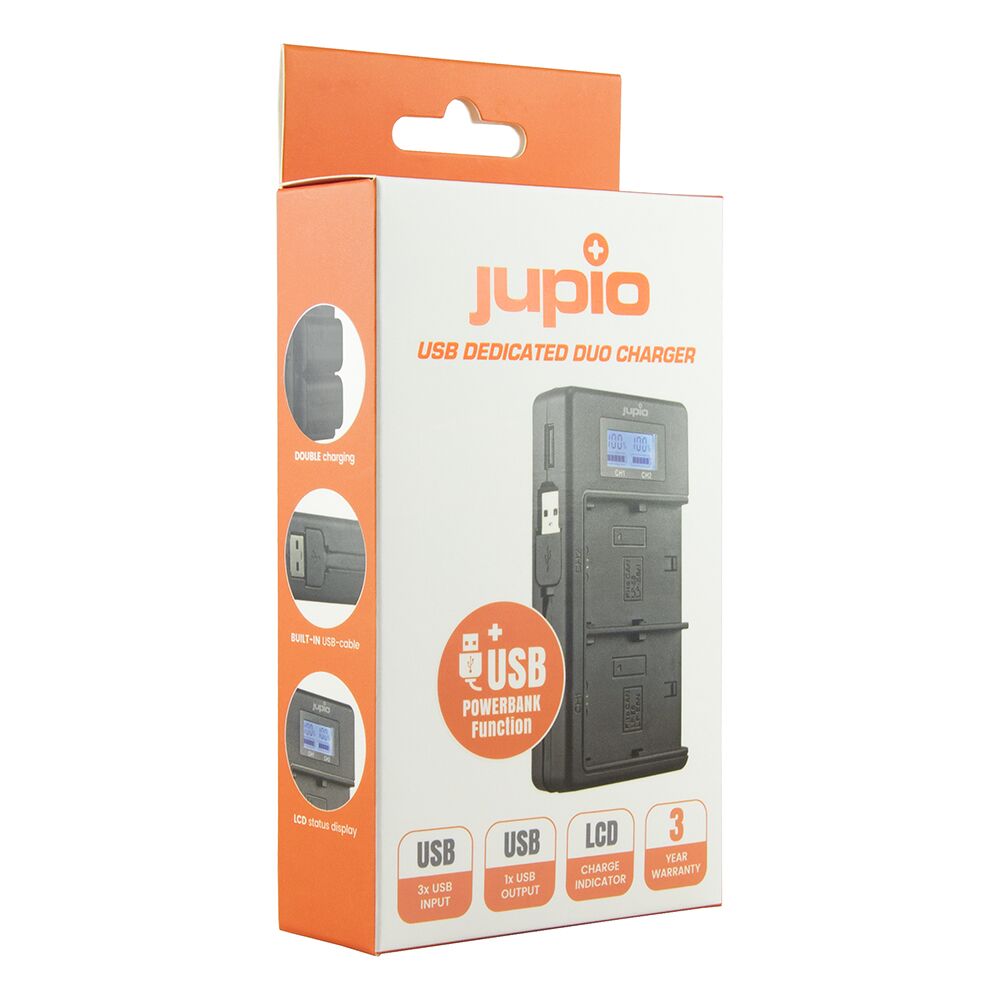 Jupio Dedicated Duo USB Charger with LCD for Nikon EN-EL14A Batteries