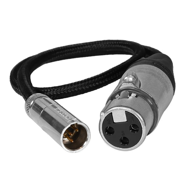 Kondor Blue TA4M Mini XLR 4 Pin Male to Female XLR Braided Audio Cable - 16in (40.6cm) (Black)
