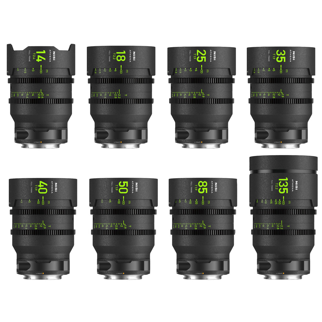 NiSi Athena Prime FF Cine Lens Master Kit - L Mount, Drop-In Filter [14/18/25/35/40/50/85/135]