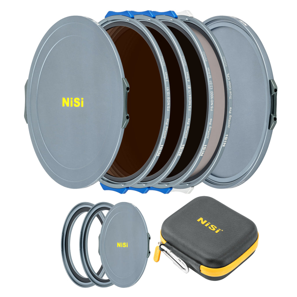 NiSi JetMag Pro Landscape ND Kit 95MAG Magnetic Filter Kit (FS ND 3 Stop, FS ND 6 Stop, FS ND 10 Stop, TC CPL, 86mm/95mm Adaptors, Two Front Caps,  Back Cap, Caddy Pouch)