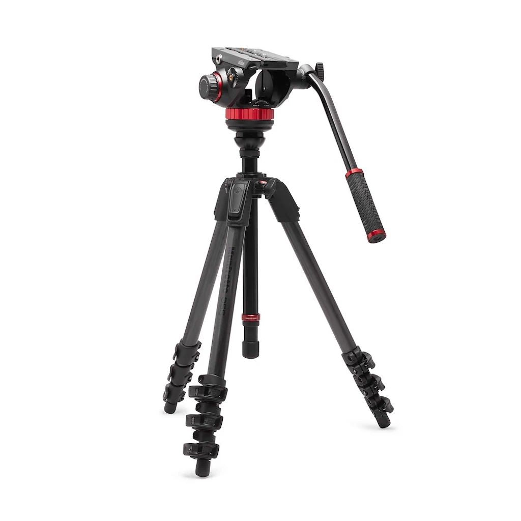 Manfrotto 055 Carbon Fibre 4-Section Tripod + 502 Fluid Video Head