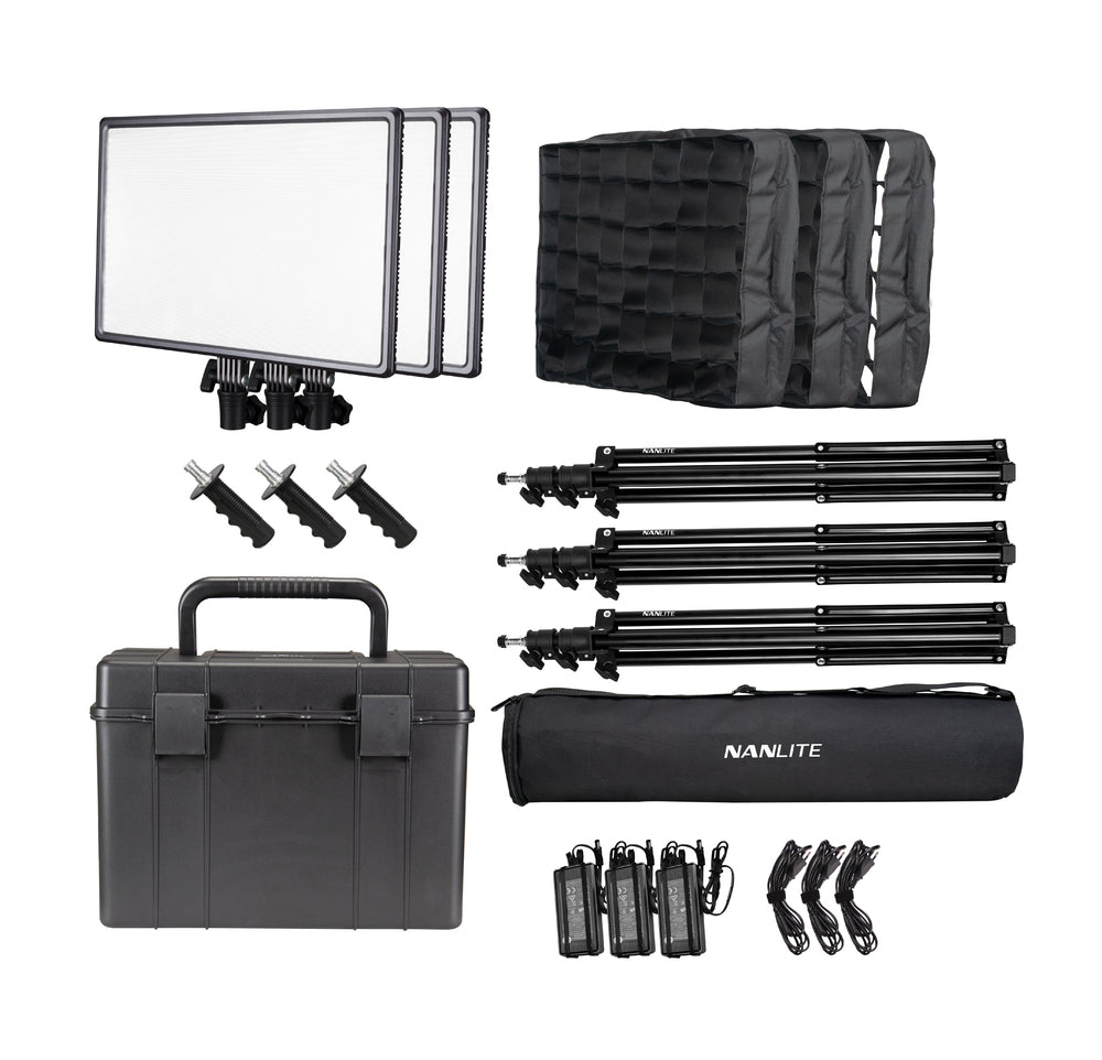 Nanlite Lumipad 25 soft LED panel 3KIT with batteries chargers stands grids and hard case