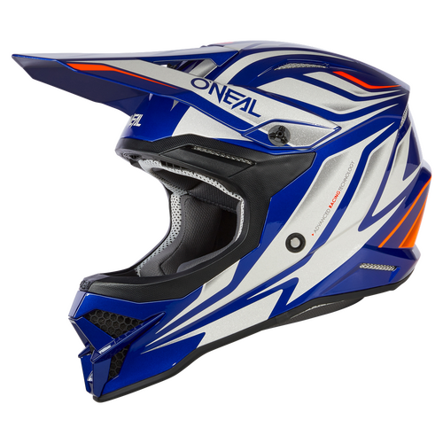 Oneal 23 3 Series Moto Helmet Vertical Blue/White Small
