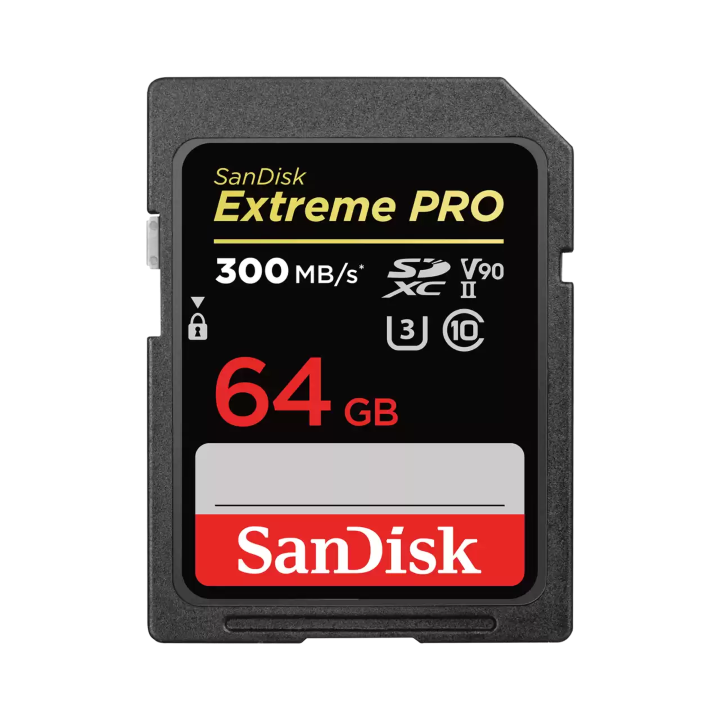 SanDisk Extreme Pro 64GB 300/300MB/s UHS-II C10 V90 Card
