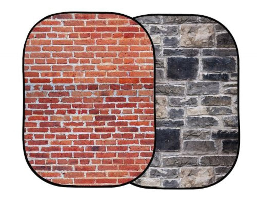 Manfrotto Urban Collapsible Background 1.5m x 2.1m (Red Brick/Grey Stone)