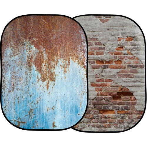 Manfrotto Urban Collapsible Reversible Background 1.5m x 2.1m (Rusty Metal/Plaster Wall)
