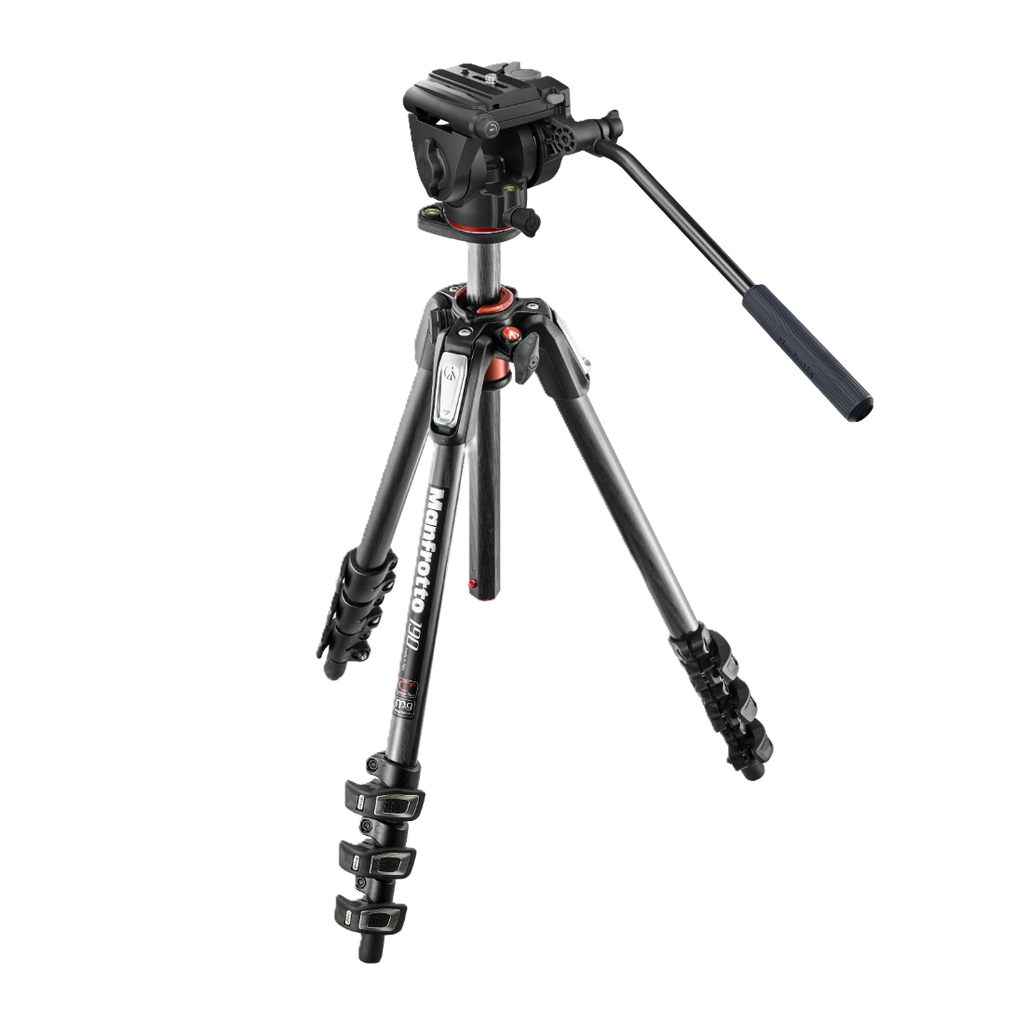Manfrotto 190 4-Section Carbon Fibre Tripod + 500X Fluid Head