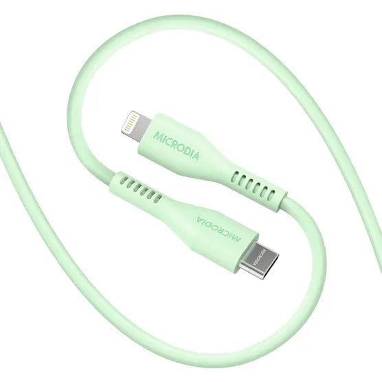 MICRODIA Fruitywire Liquid Silicon PD60W 1.3m USB-C to Lightning Cable - Mint