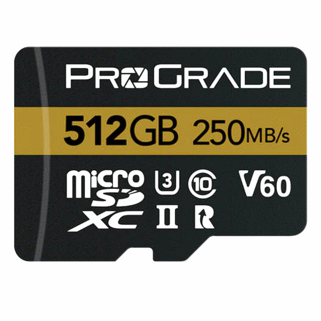 ProGrade Digital 512GB MicroSDXC UHS-II V60 Memory Card with Adapter (Gold)