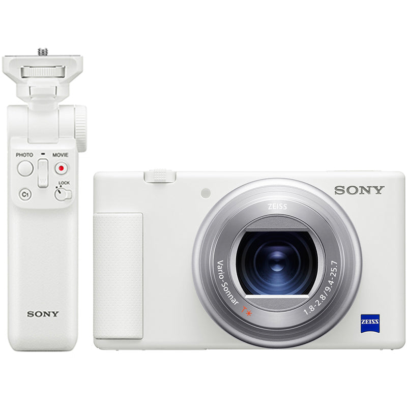 Sony ZV-1 Digital Vlog Camera With Bluetooth Grip (White)