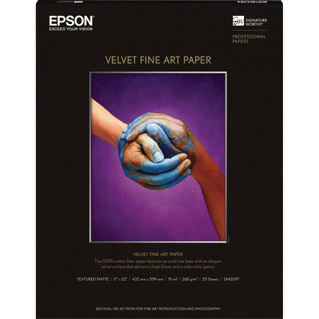 Epson A2 Velvet Fine Art Paper 260gsm (17 x 22inch, 25 Sheets)