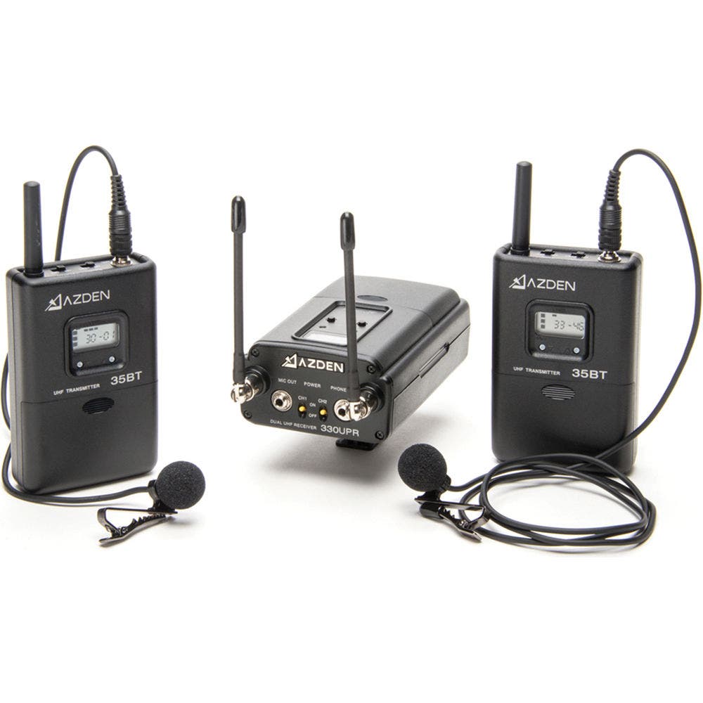 Azden 330LT 2-Person Camera-Mount Wireless Omni Lavalier Microphone System (566.125 to 589.875 MHz)