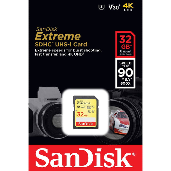 SanDisk Extreme SDHC 32GB 100MB/S R, 60MB/S W, V30, U3, C10 Memory Card