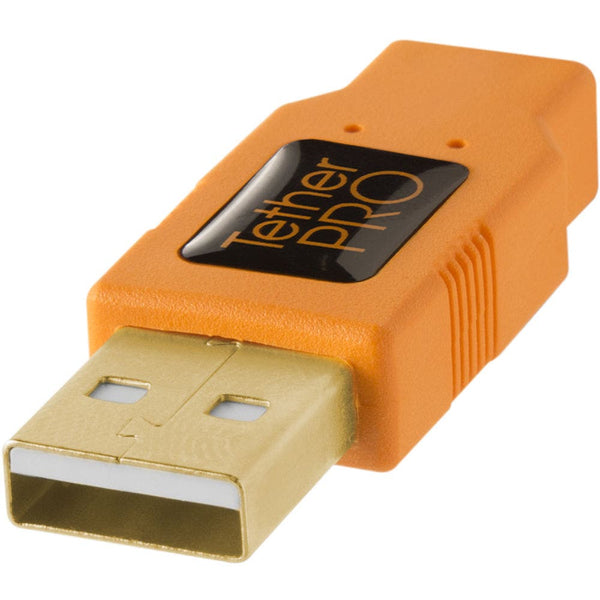 Tether Tools Tether Pro USB 2.0 Type A to Mini-B 4.6 Metre Cable (High Vis, Orange)