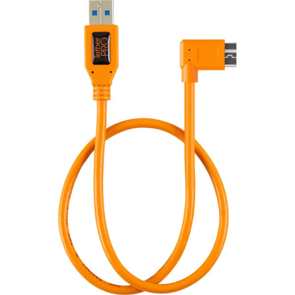 Tether Tools TetherPro USB 3 Micro-B Right Angle Adapter 30cm High-Visibility (Orange)