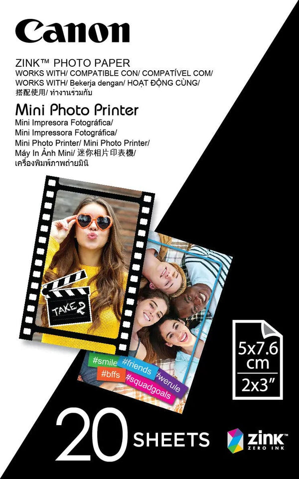 Canon MPPP20 Mini Photo Printer Paper - 20 Sheets ZP- 2030-20-ZINC for Inspic