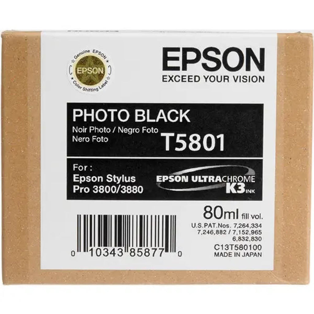 Epson T5801 UltraChrome K3 Photo Black Ink Cartridge (80ml)