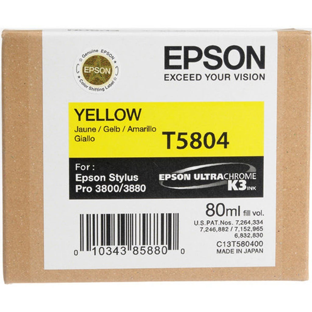 Epson T5804 UltraChrome K3 Yellow Ink Cartridge (80ml)