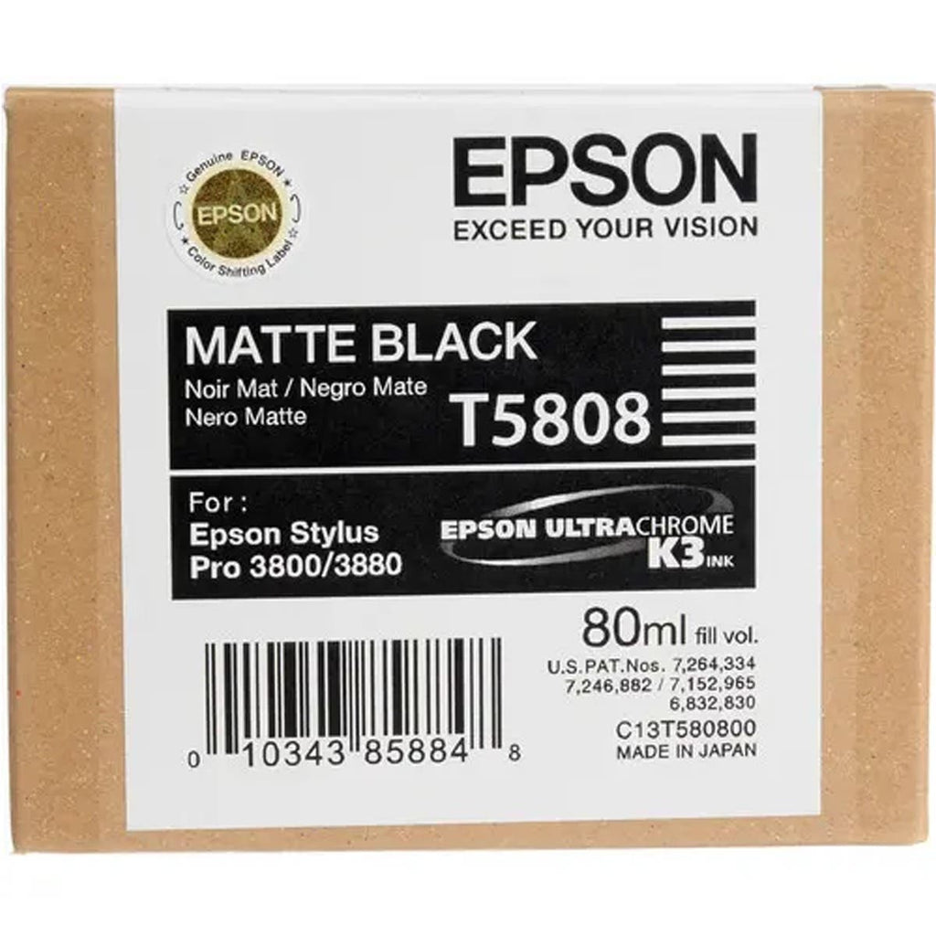Epson T5808 UltraChrome K3 Matte Black Ink Cartridge (80ml)