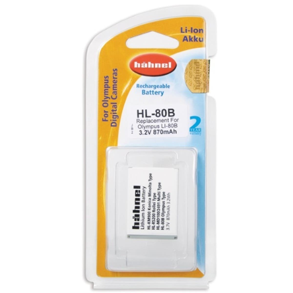 Hahnel LI80B 870mah 3.7v Battery For Olympus Camera Electronic