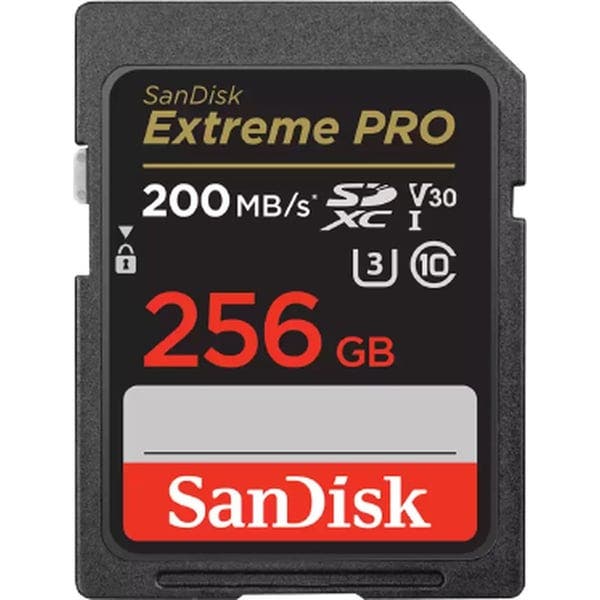 SanDisk Extreme Pro SDXC Memory Card 256GB 200MB/s Read, 140MB/s Write