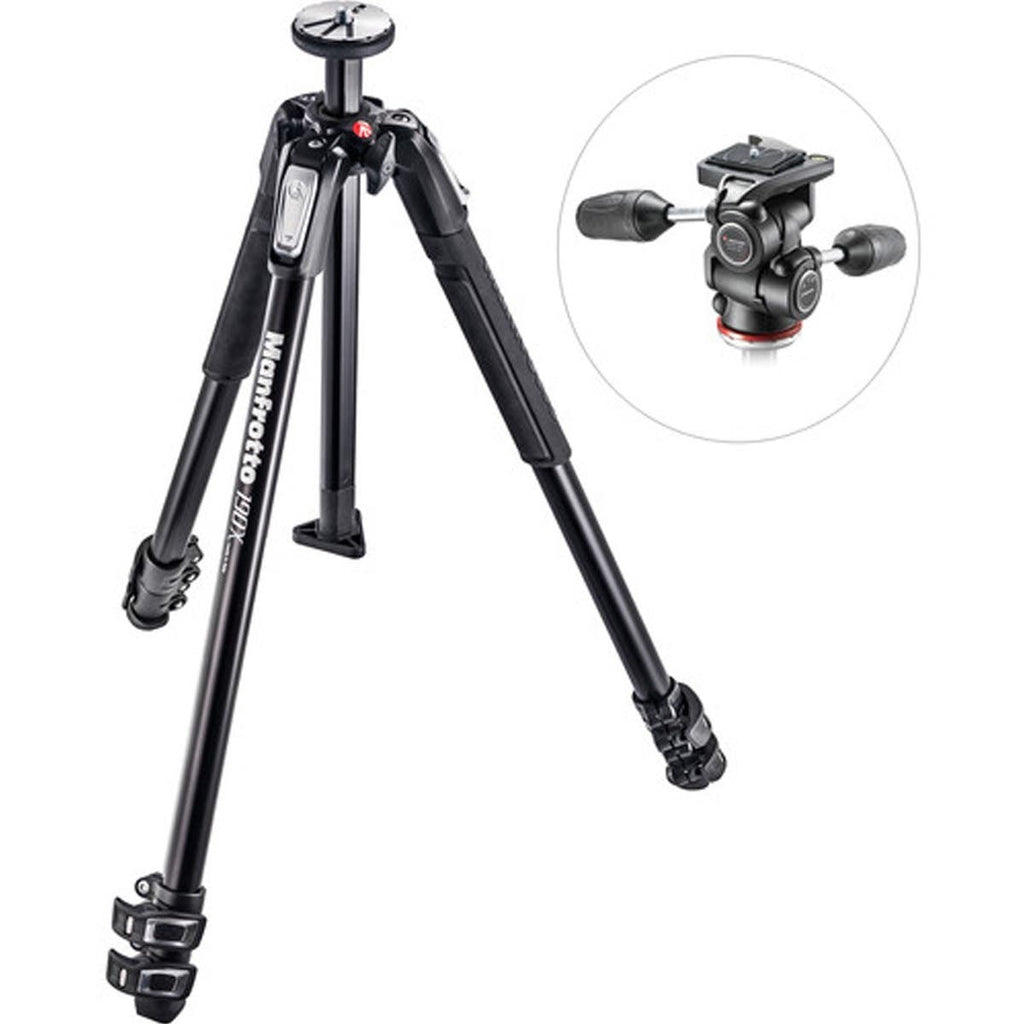 Manfrotto MK190X3-3W1 Aluminum Tripod with 804 MK II 3-Way Pan/Tilt Head (MK190X3-3W1)