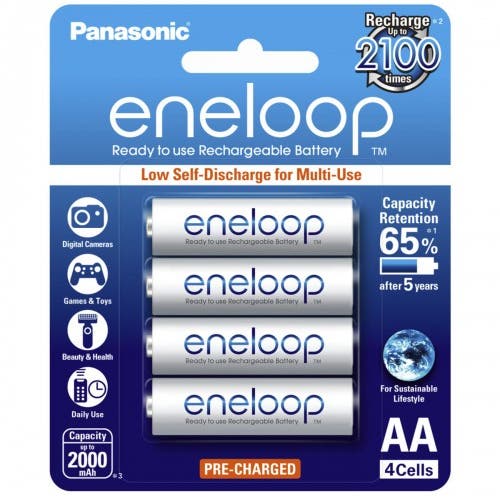 Panasonic Eneloop Pro AA Rechargeable Batteries (1.2V, 2000mAh, 4-Pack)
