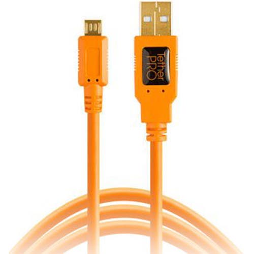 Tether Tools TetherPro USB 2.0 A Male to Micro-B 5-Pin Cable (15ft, Orange)
